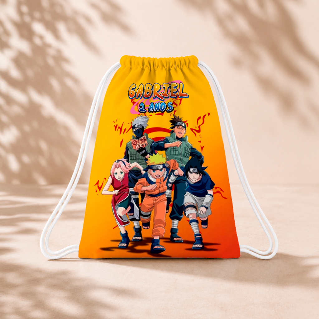 10 Mochila Personalizada Infantil 18x26 Sacolinhas Surpresa Festa Aniversário Lembrancinha Naruto