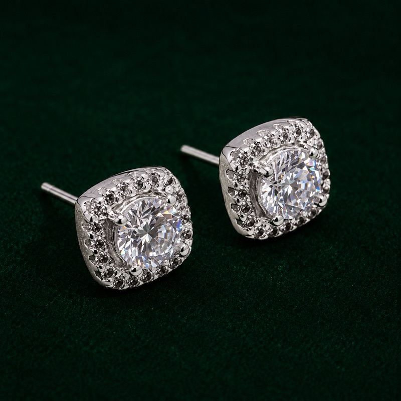 Brinco Moissanite 5mm Cravejado Prata 925 Feminino Elegante