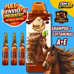Kit Shampoo Good Horse Vitaminado + 3 Vitamina A+E Arovitel Original Shampoo de Cavalo