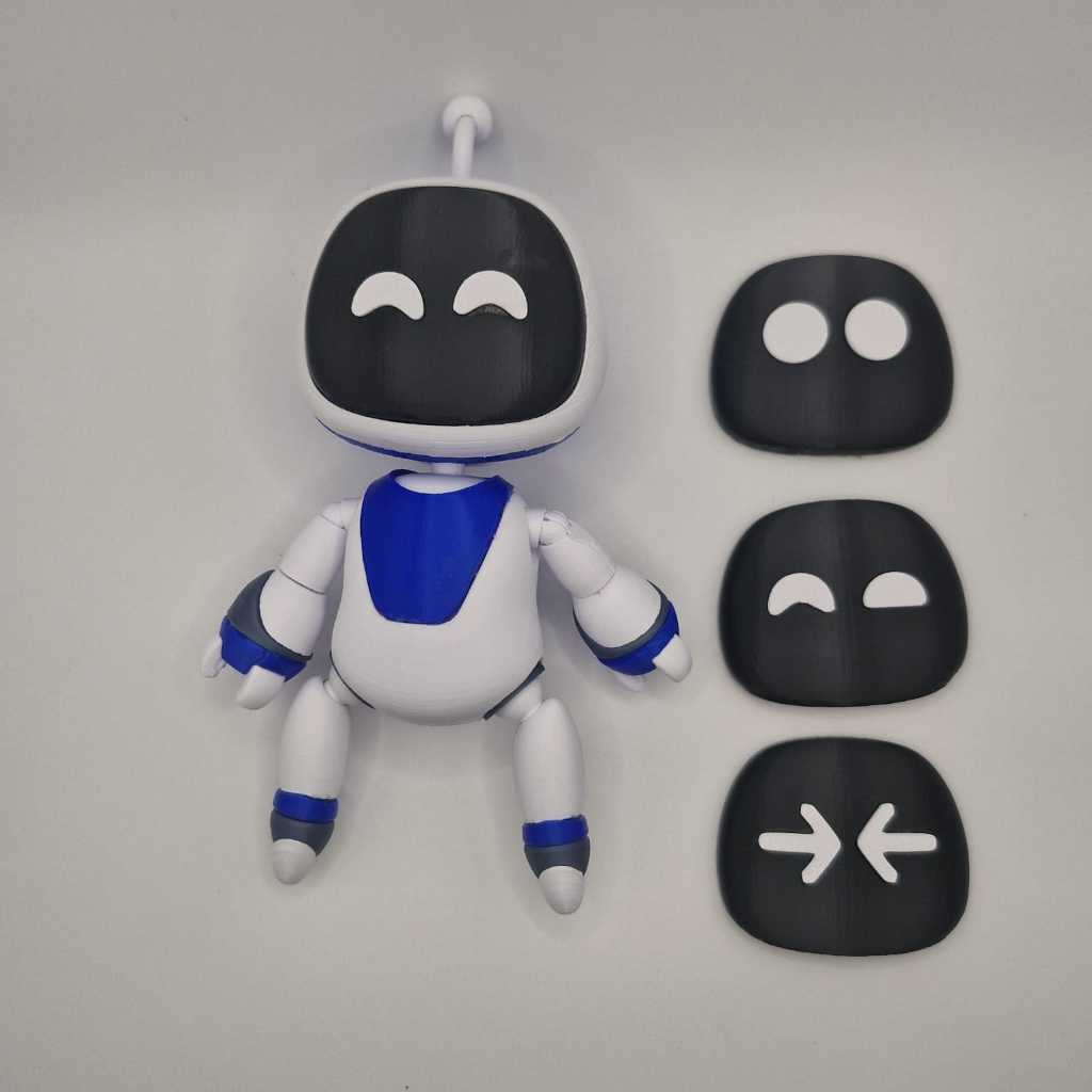 Boneco Robô 3D Articulado com 4 Rostos Expressões Diferentes - com ou sem suporte
