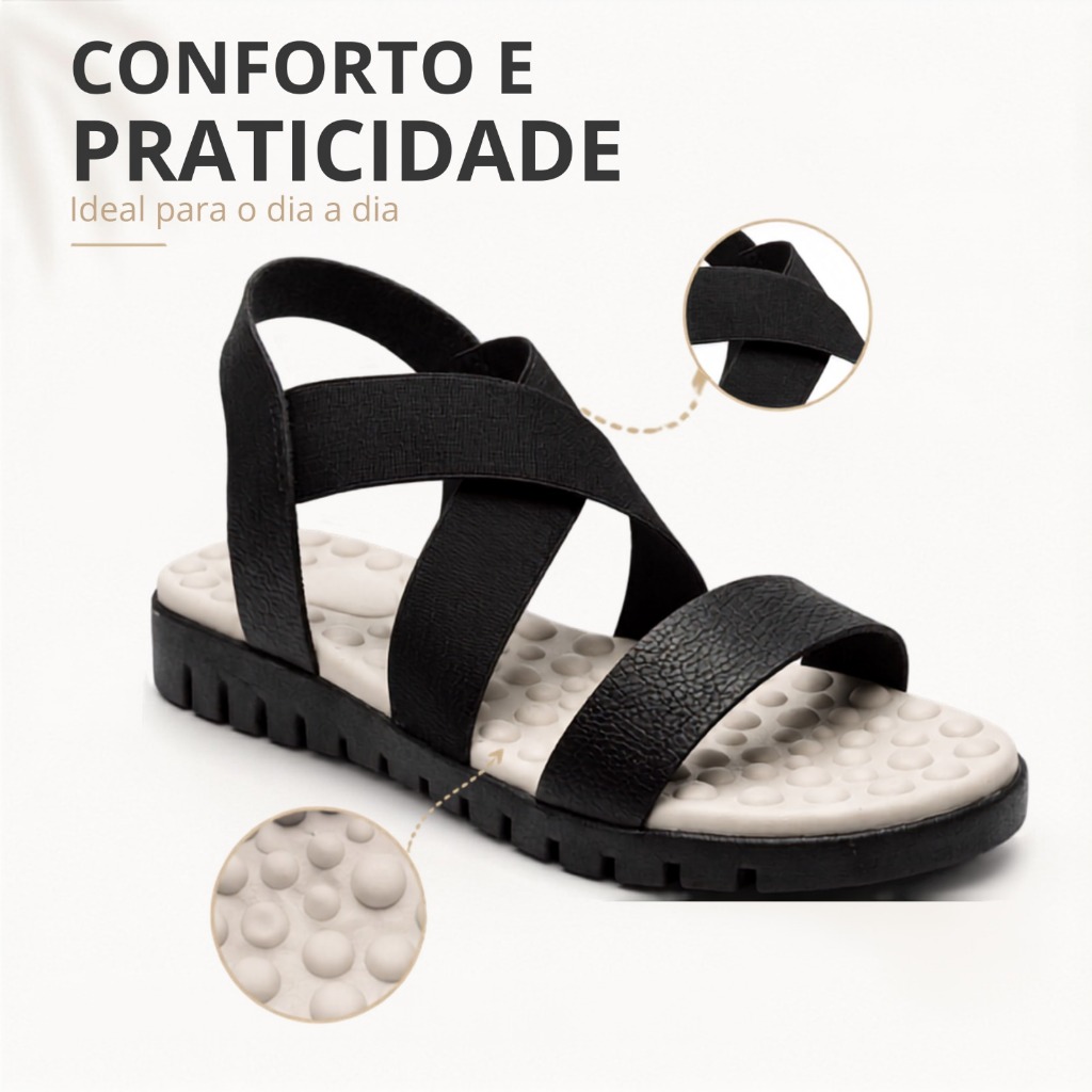 Sandália Papete Feminina Confortável Ortopédica Palmilha Anatômica Massageadora