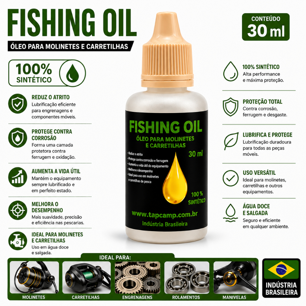 Óleo Lubrificante Para Rolamento Carretilhas E Molinetes de pesca 30ml
