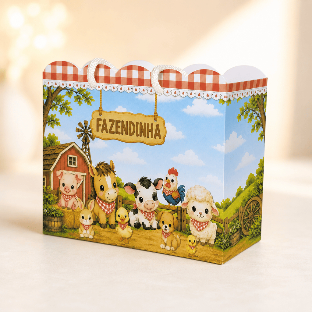 10 20 ou 30 Sacolinhas Personalizadas Fazendinha Monte em casa - Fazendinha Menino - Lembrancinha infantil envio rápido
