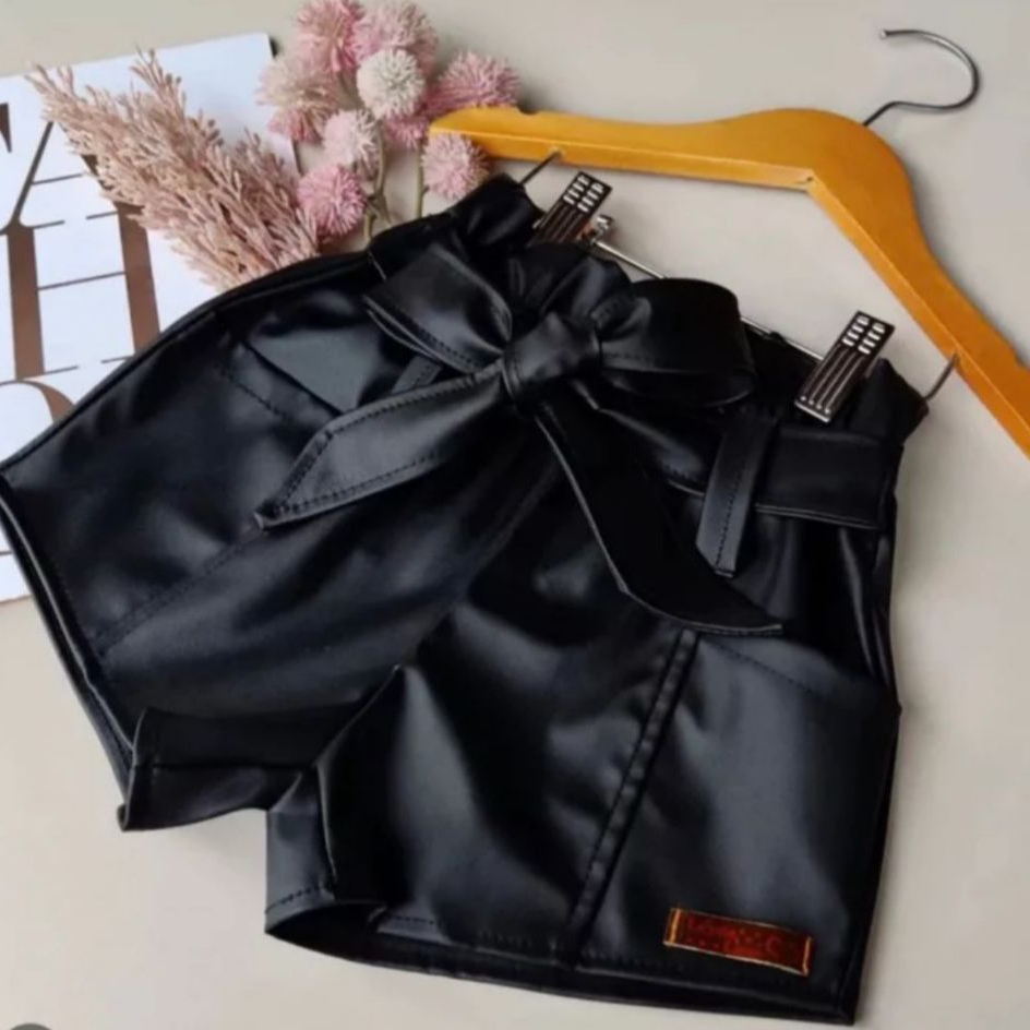 Shorts Corino Fake com Laço Menina Blogueirinha 02 a 10 anos