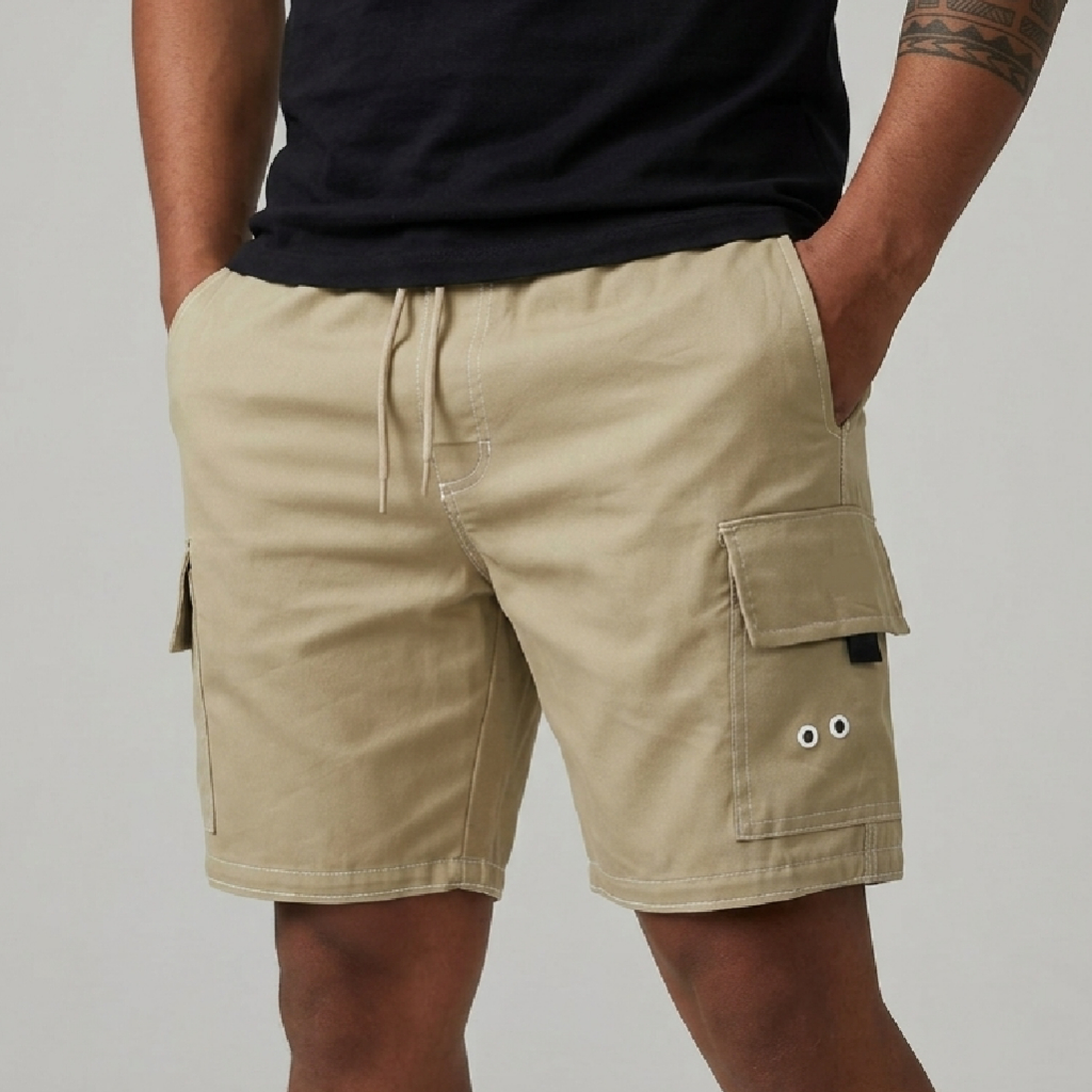 Bermuda Cargo Masculina Preta Bolso Cargo Tecido Premium Casual