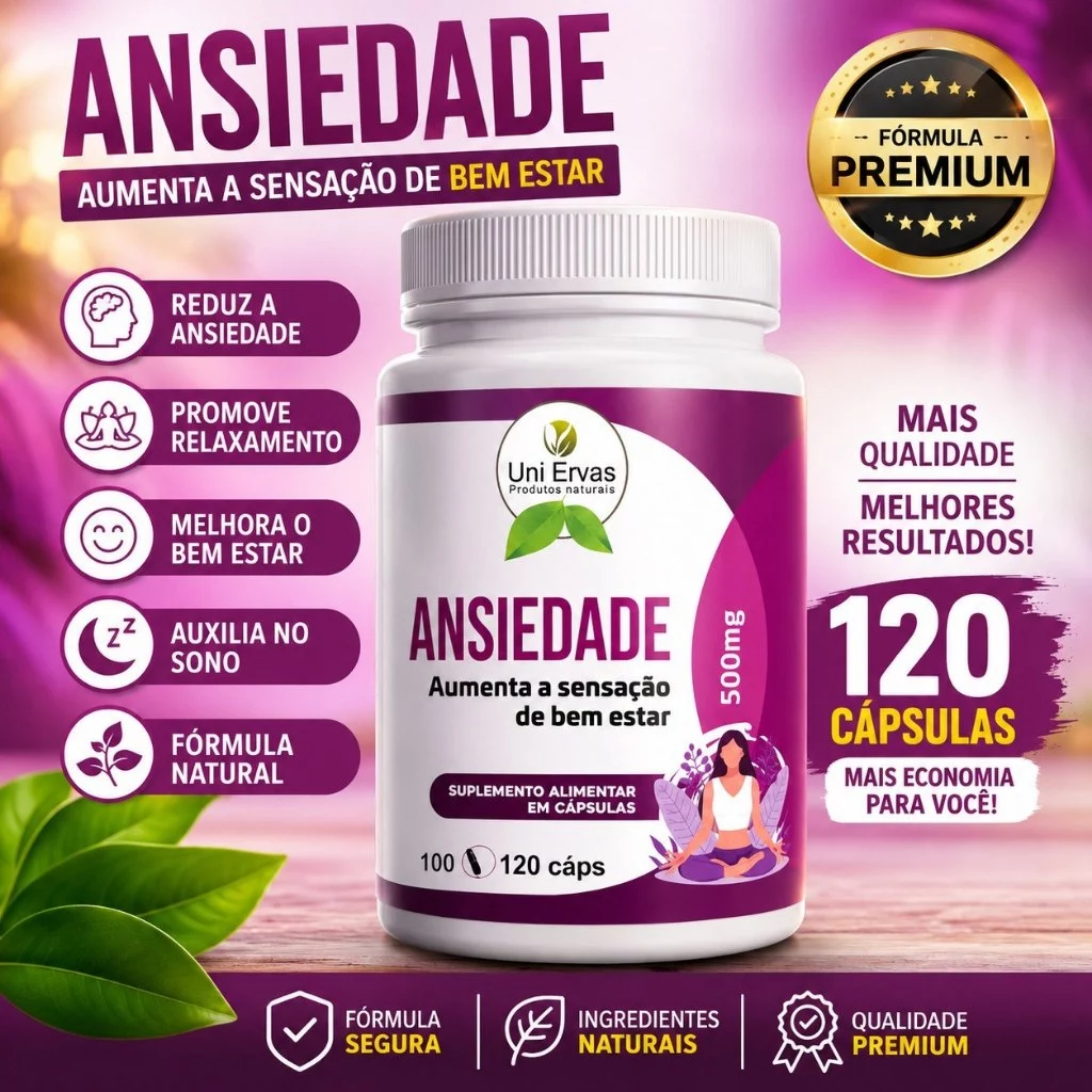SUPLEMENTO PARA ANSIEDADE UNI ERVAS - 120 CÁPSULAS 500mg — imagem 1