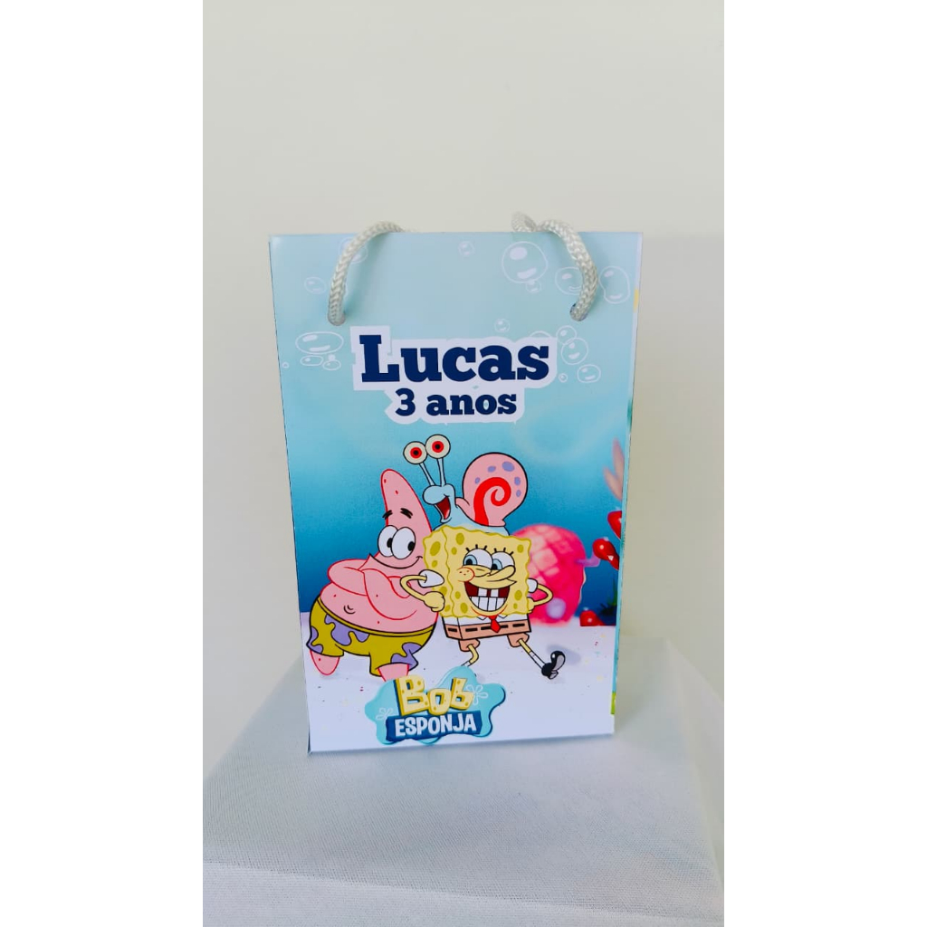 Sacolinha Personalizada Bob Esponja Lembrancinha Pequena Festa Infantil Kit