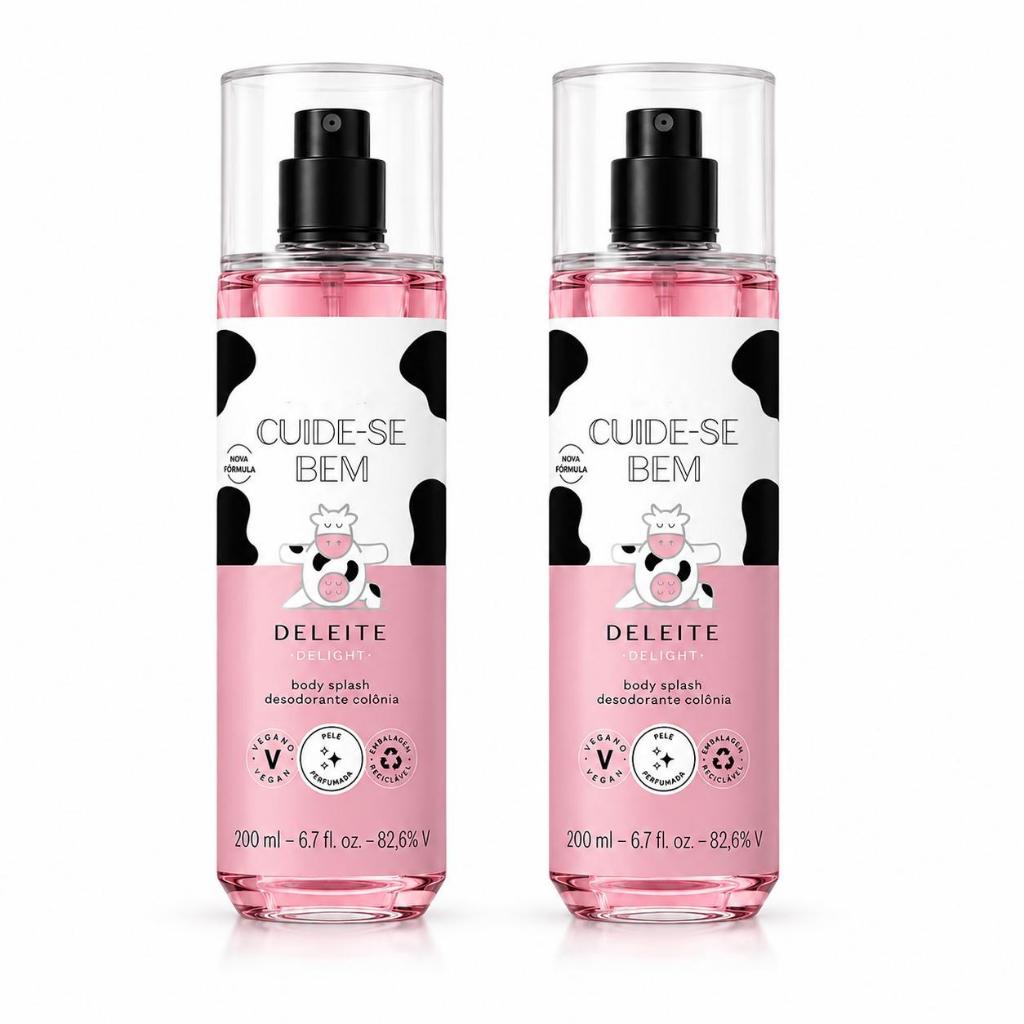 Body Splash Feminino Delight 200ml + Colônia Desodorante Corporal - Aroma Doce Gourmand