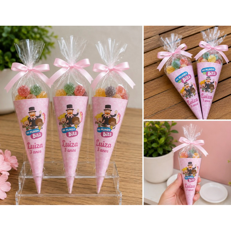 Cone Personalizado Qualquer Tema | Lembrancinha Festa Infantil | Com ou Sem Jujuba | Aniversário