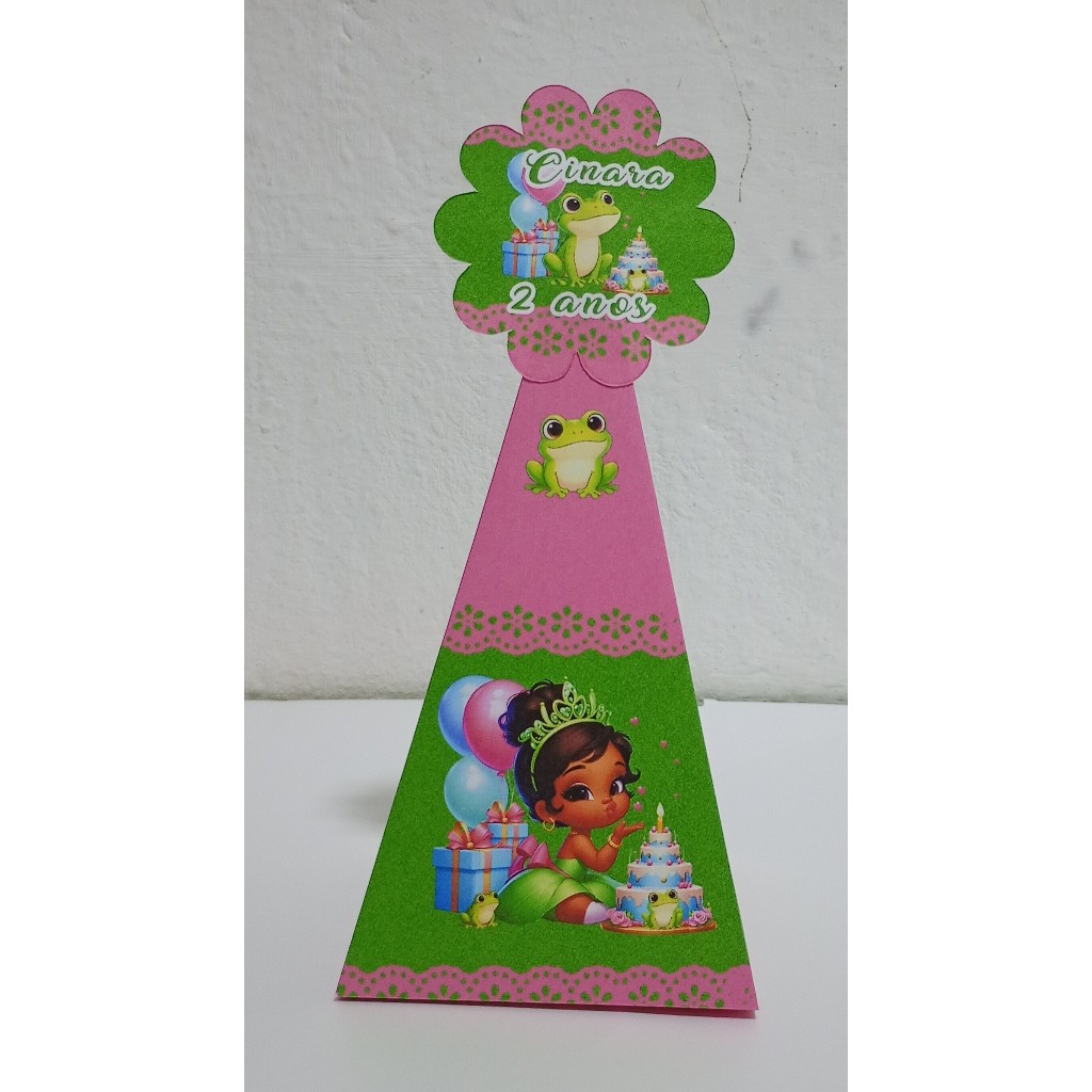 Caixas Pirâmide   Princesa Tiana Baby Cut, Personalizadas para lembrancinha de aniversário pré-montadas Leia a descrição