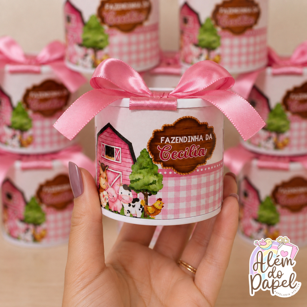 Tubolatas Personalizadas Fazendinha Rosa - Lembrancinha maternidade /Aniversário  Fazendinha Rosa