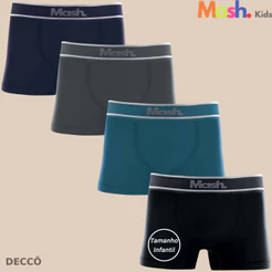 Kit 4 Cueca Boxer Infantil Mash Sem Costura Microfibra Conforto e Ajuste Perfeito