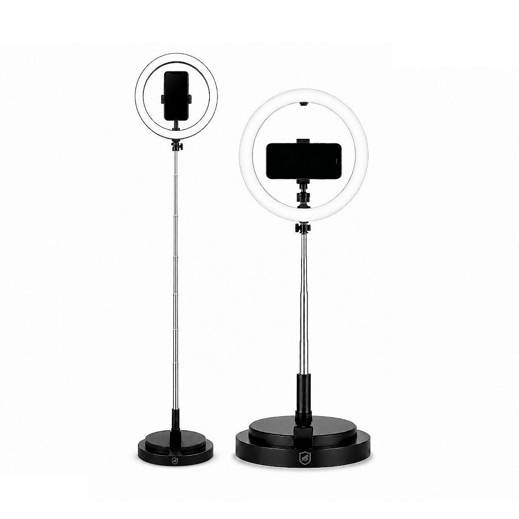 Gshield Ring Light LED Armor Portátil com 3 tons de iluminação, Suporte para Smartphone,Tripé Ajustável 1,66m e USB-C