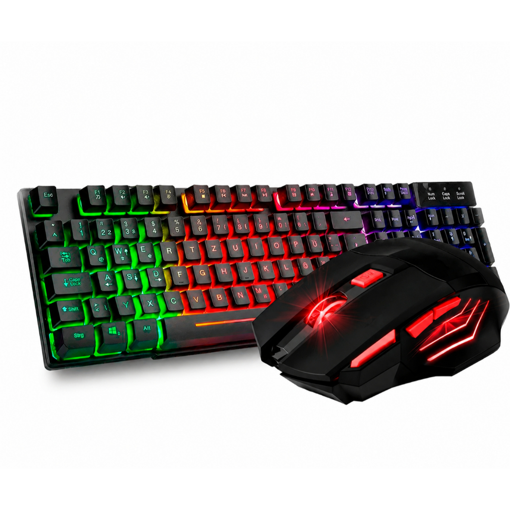 Kit Teclado Gamer Semi Mecanico Led Rgb Mouse Preto
