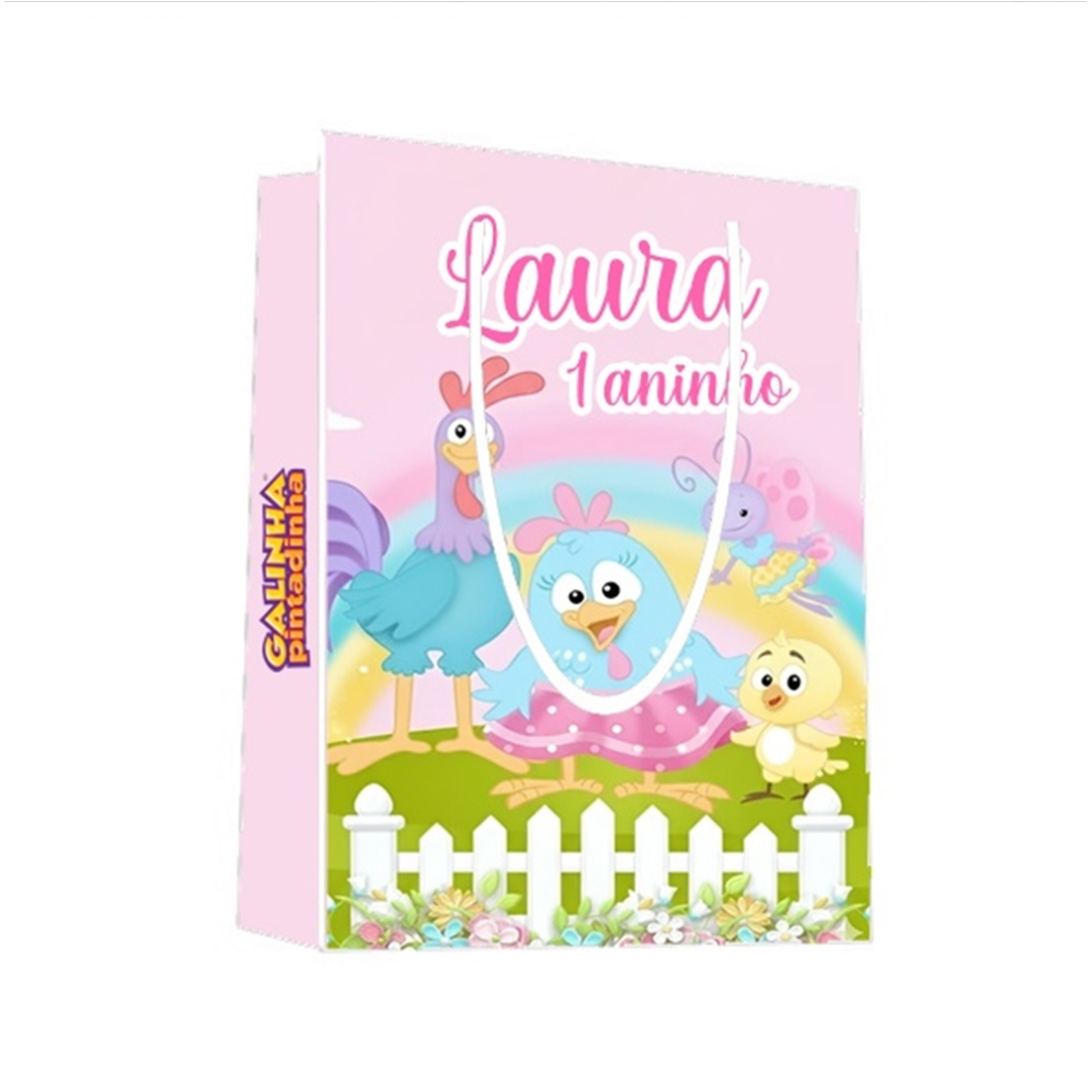 Sacolinha Galinha Pintadinha Candy Personalizada para Aniversário/ Lembrancinha Festa Infantil / Qualquer nome e idade