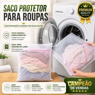 Kit 5 Sacos Protetores Para Lavagem De Roupas Delicadas Com Zíper