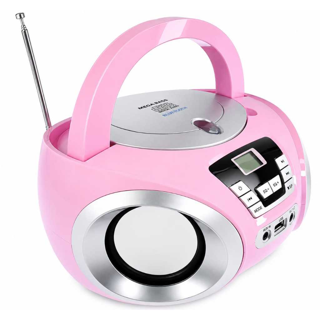 Radio e toca CD com antena amplificada Bluetooth bivolt Fm rosa