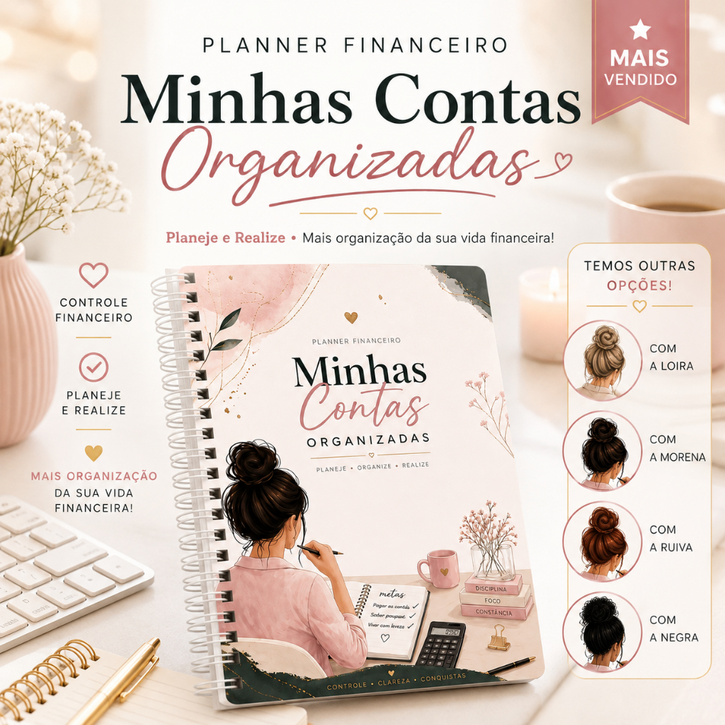 Planner Controle Financeiro Planejamento Organização de Gastos e Despesas Caderno Capa Dura