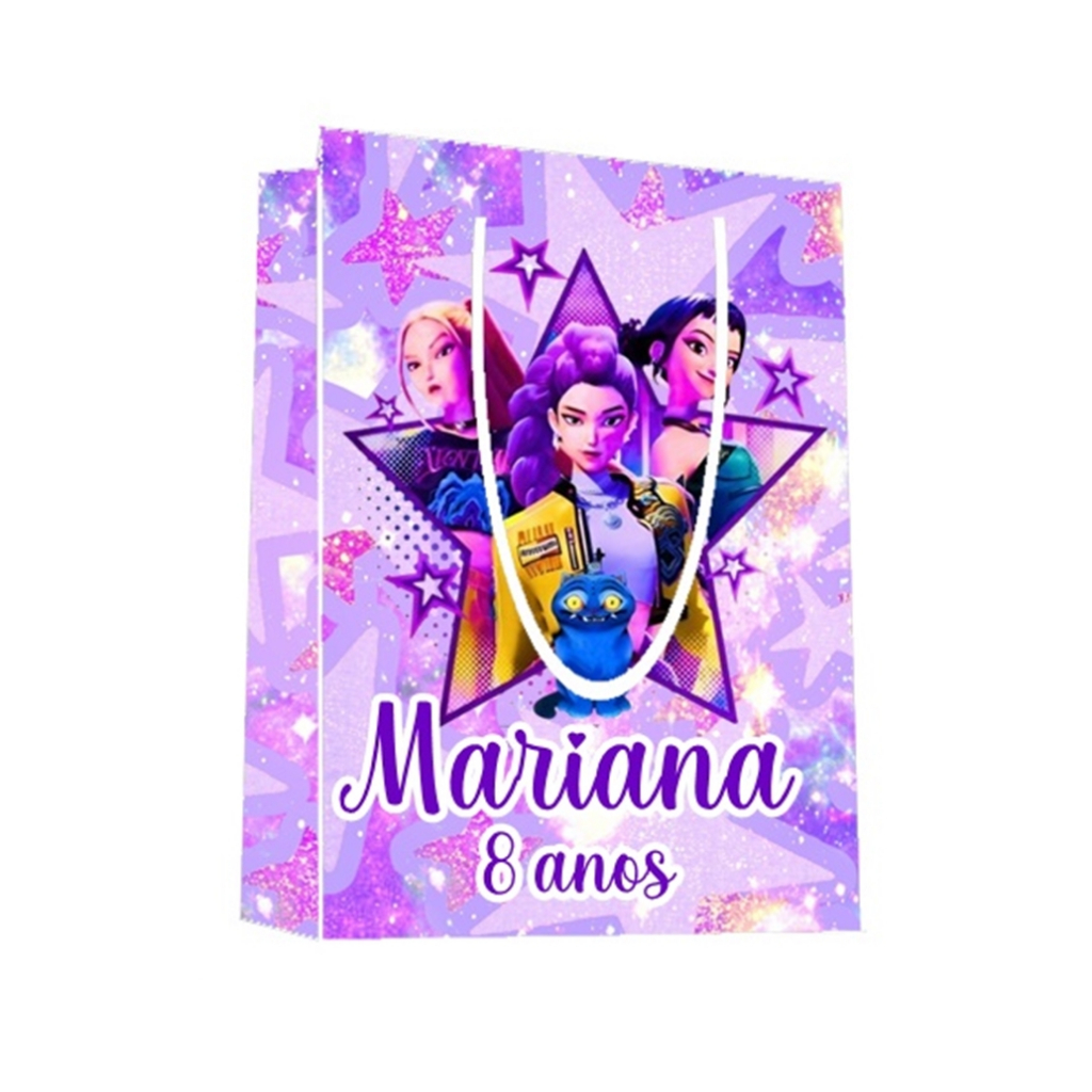 Sacolinha Guerreiras do Kpop Personalizada para Aniversário/ Lembrancinha Festa Infantil / Qualquer nome e idade