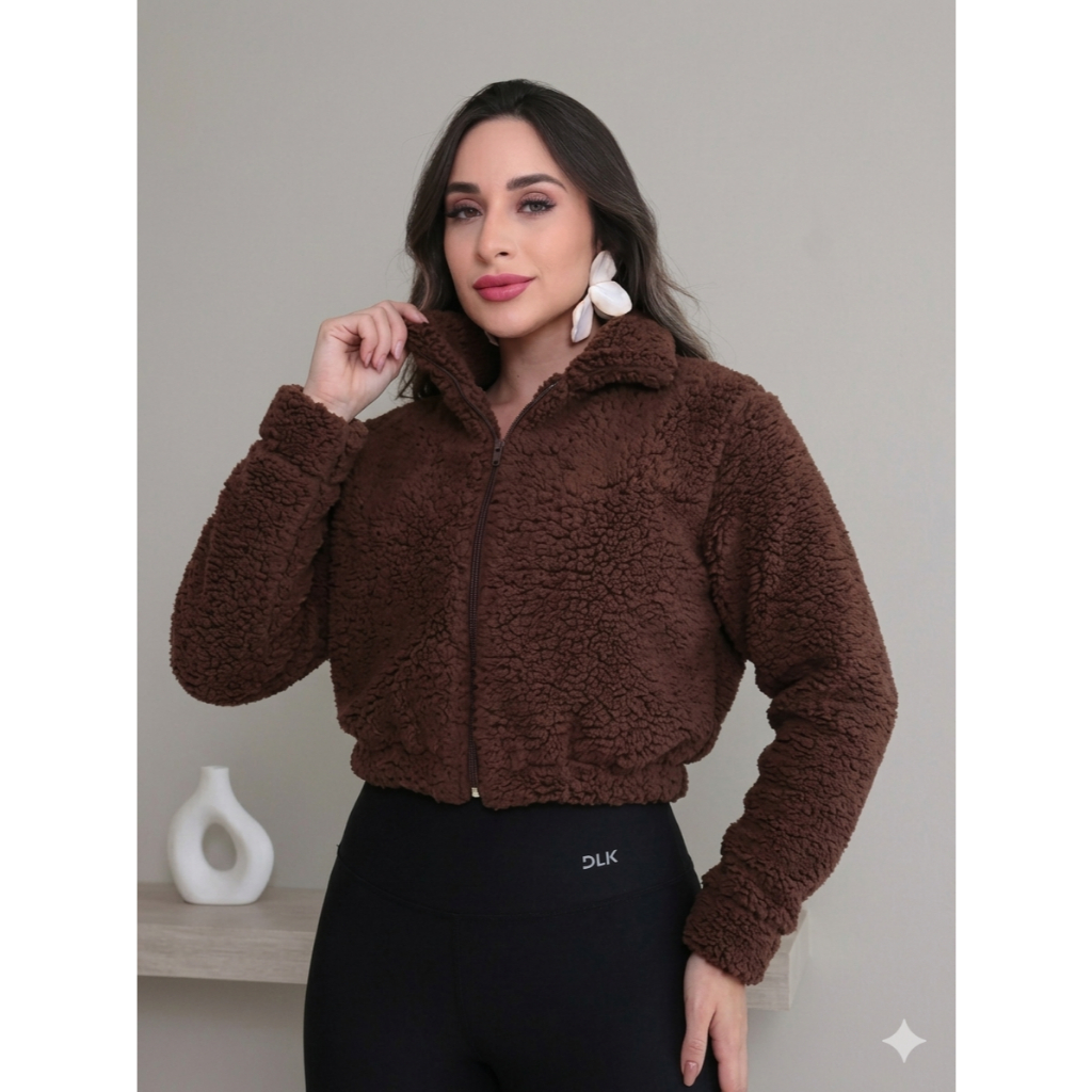 Kit 2 Jaqueta Teddy Pelo Casaquinho Tedy Elegante Pelinho Confortável Zíper Moda Feminina Blogueira — imagem 2 de 2