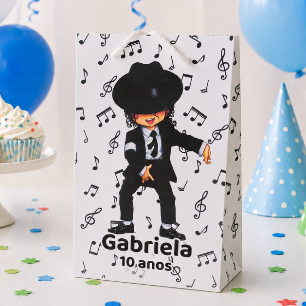 Sacolinha Surpresa Personalizada Lembrancinha Michael Jackson - Com Alça -Monte em casa