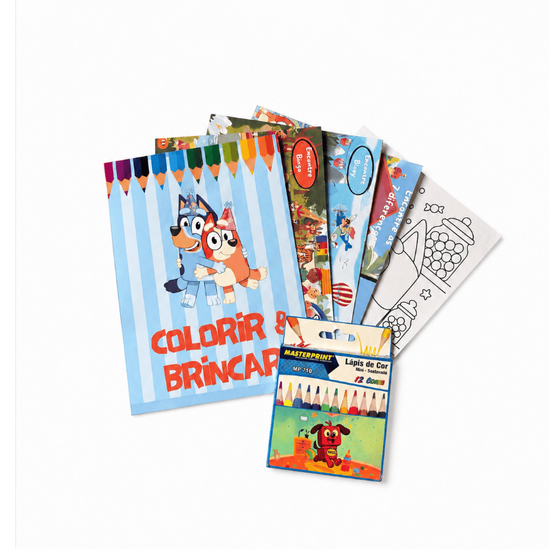 Livrinho Colorir e Brincar | Lembrancinha Personalizada + Mini Lápis | Festa Infantil | aniversário - escolha o tema