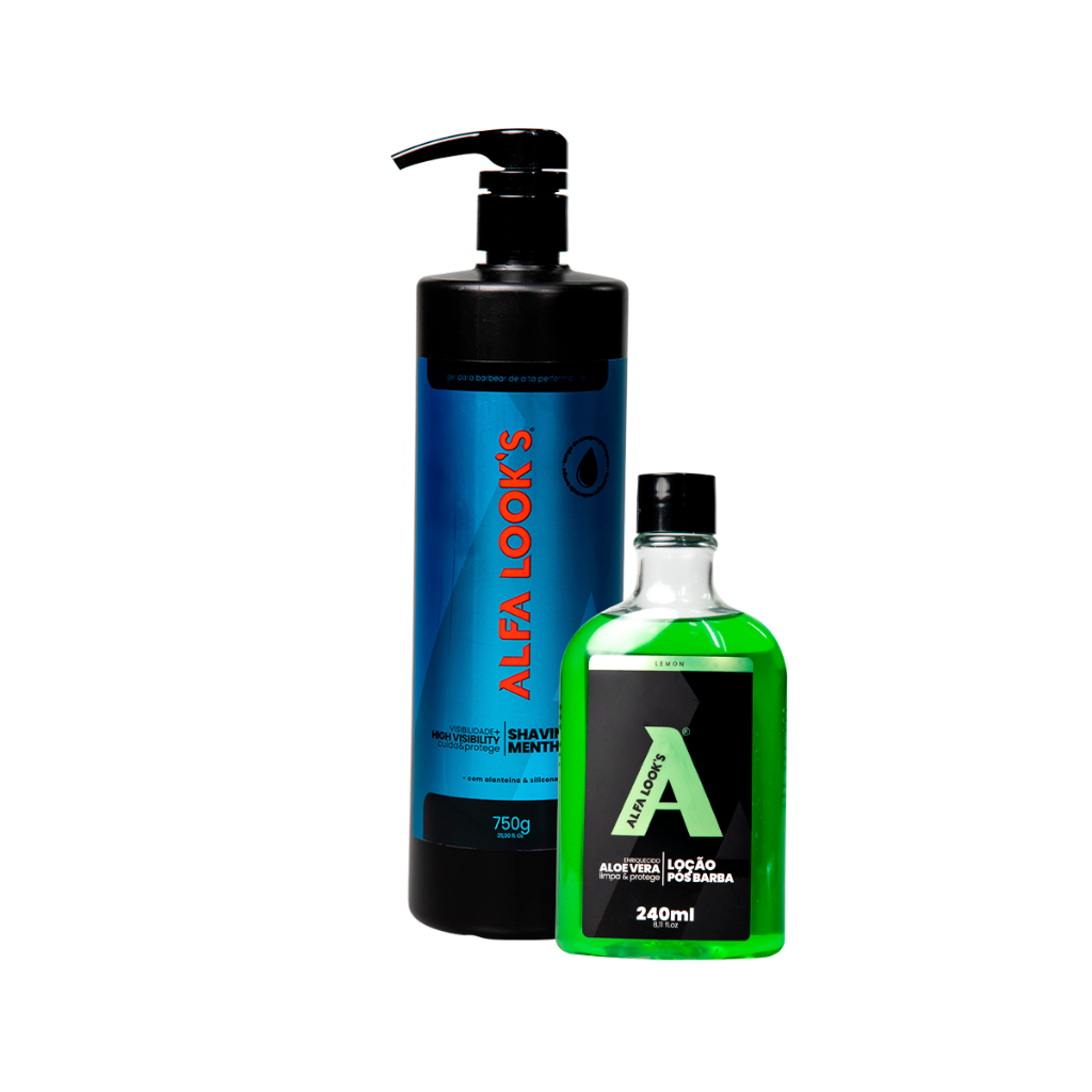 1 SHAVING GEL MENTHOL 750ML + 1 LOÇÃO LEMON 240ML ALFA LOOKS