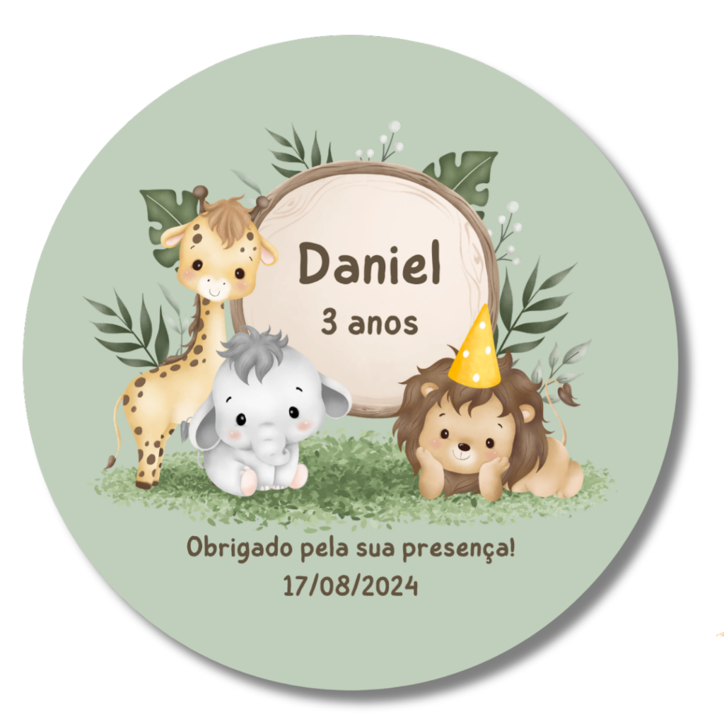 ADESIVOS DE CHÁ DE BEBÊ Safari - PERSONALIZADO COM NOME- Lembrancinhas de Aniversário, Chá Revelação