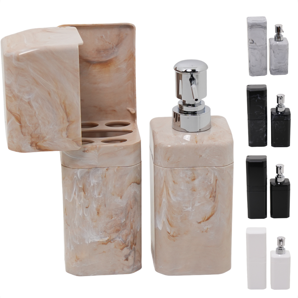 Kit para Banheiro Porta Escova de Dente + Porta Sabonete Líquido ou Shampoo