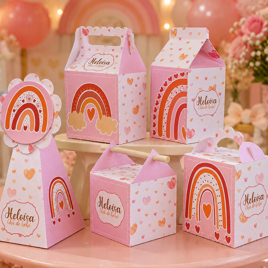 Caixinhas Arco-Íris Rainbow Personalizadas Mesversário e Aniversário