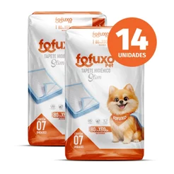 Kit 2x Tapetes Higiênico Slim Fofuxo 7 Unidades 80cm x 60cm (TOTAL DE 14 UNDs) | Cães Todos os Portes Fralda Pet Xixi