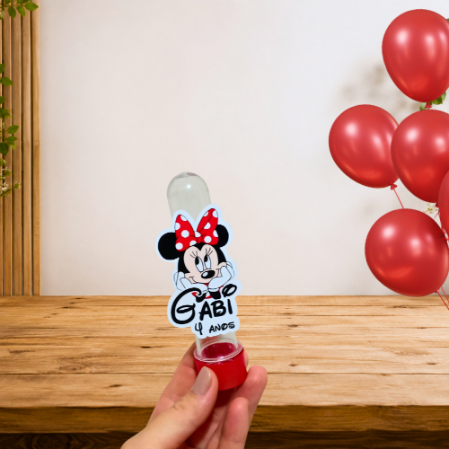 Kit Apliques para Tubete Personalizados Minnie Vermelha Lembrancinhas Festa Infantil Nome e Idade