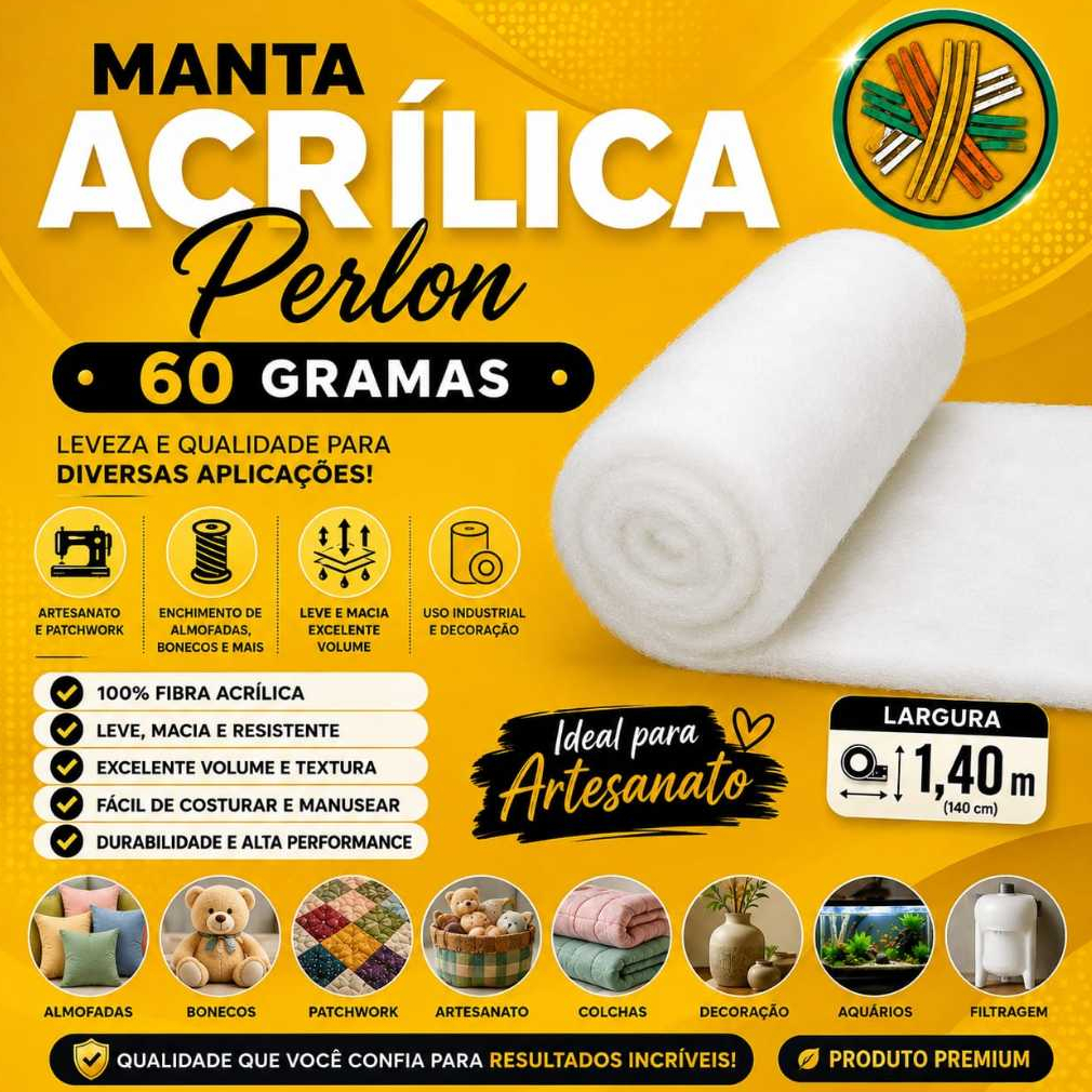 MANTA ACRILICA PERLON OBER 60 GRAMAS (1,40 MT LARG)Manta acrílica OBER gr 60 GR , 100% em poliéster.