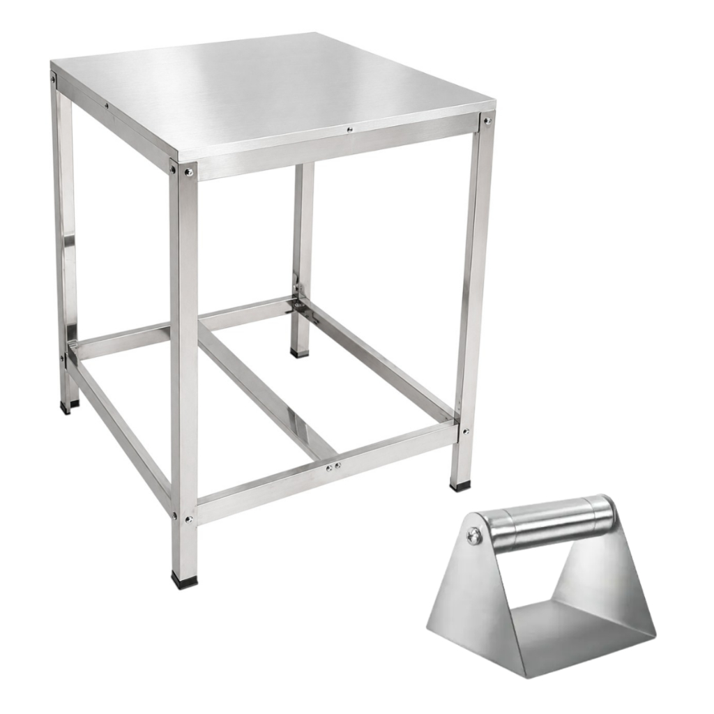 Mesa 60x60cm Inox Açougue Reforçada Industrial Bancada Suporta 100kg + Brinde