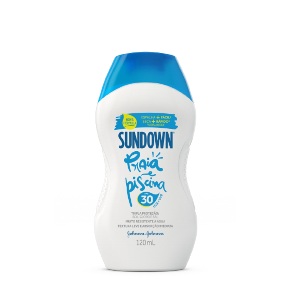 Protetor Solar Corpo e Rosto SUNDOWN® Praia e Piscina FPS 30, 120mL