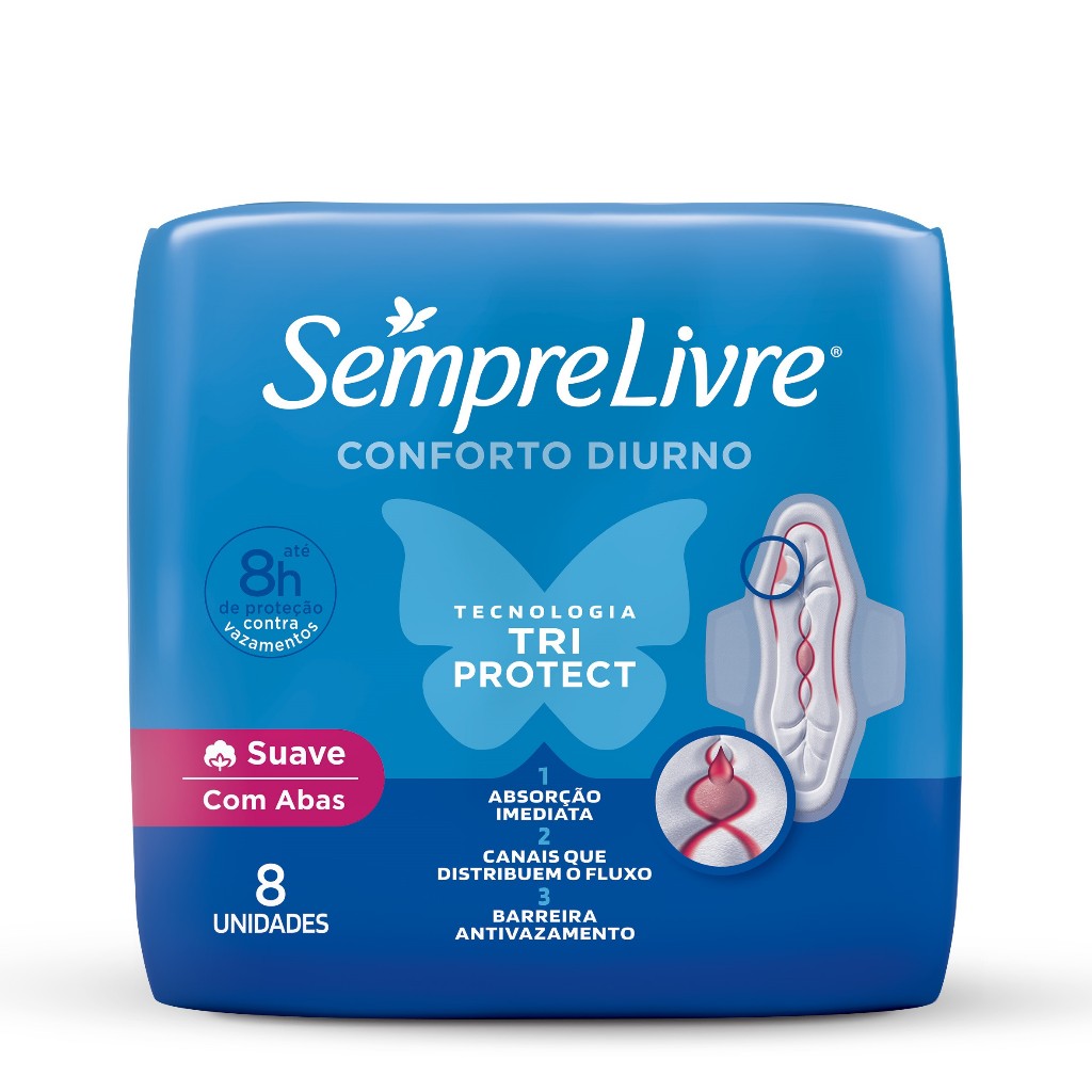 Sempre Livre® Conforto Diurno 8 unidades suave com abas