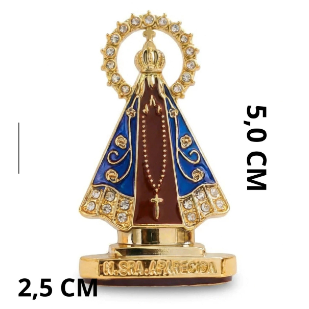 Imagem Santinha Para Carro Nossa Senhora Aparecida com Coroa Dourada