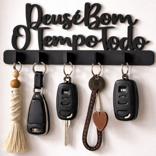 Porta Chaves Decorativo Deus é Bom o Tempo Todo em MDF- Casa Quadro Decoração Parede Prom…