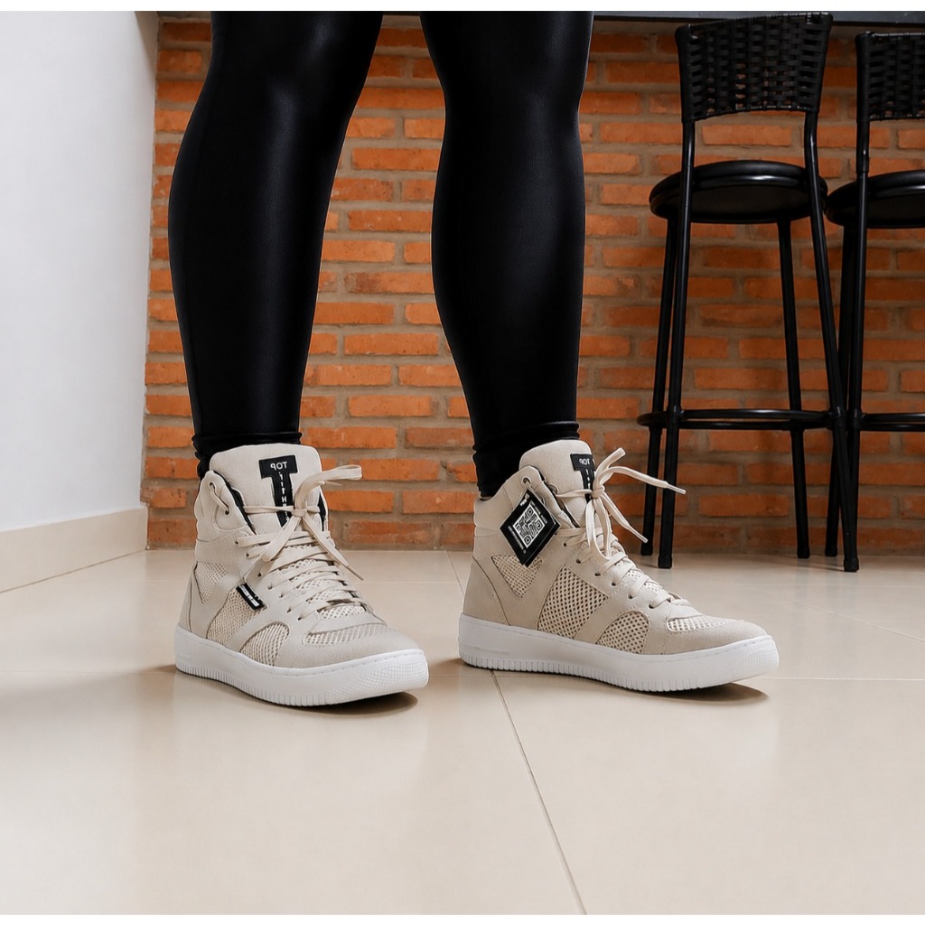 Tênis Cano Alto Feminino Masculino Casual Confortável Streetwear Esportivo Fashion Moderno Caminhada Várias Cores