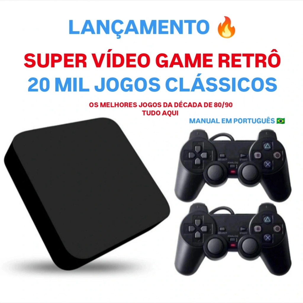 Super Console Retro Game Classico 20 mil jogos Super 3D Games com 2 Controles