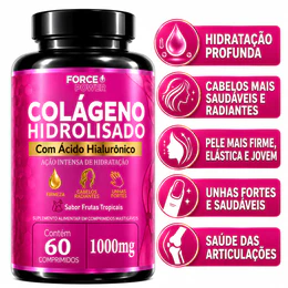 Colágeno Hidrolisado com Ácido Hialurônico Facial Anti Sinais 60 Comprimidos - ENVIO IMEDIATO