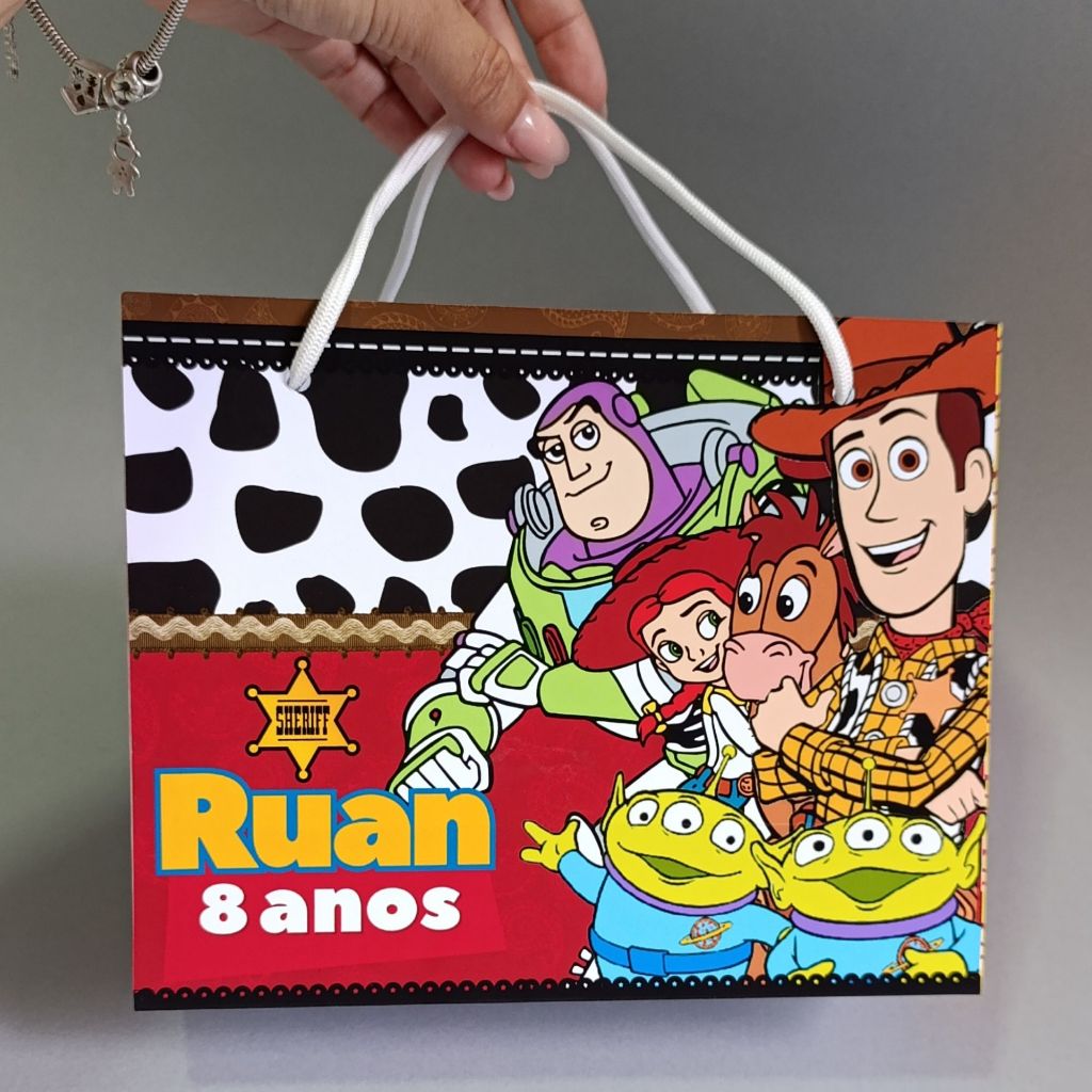 Kit Sacolinha Personalizada Toy Story | Lembrancinha Festa Infantil | Sacola Aniversário Toy Story + Brinde Forminhas