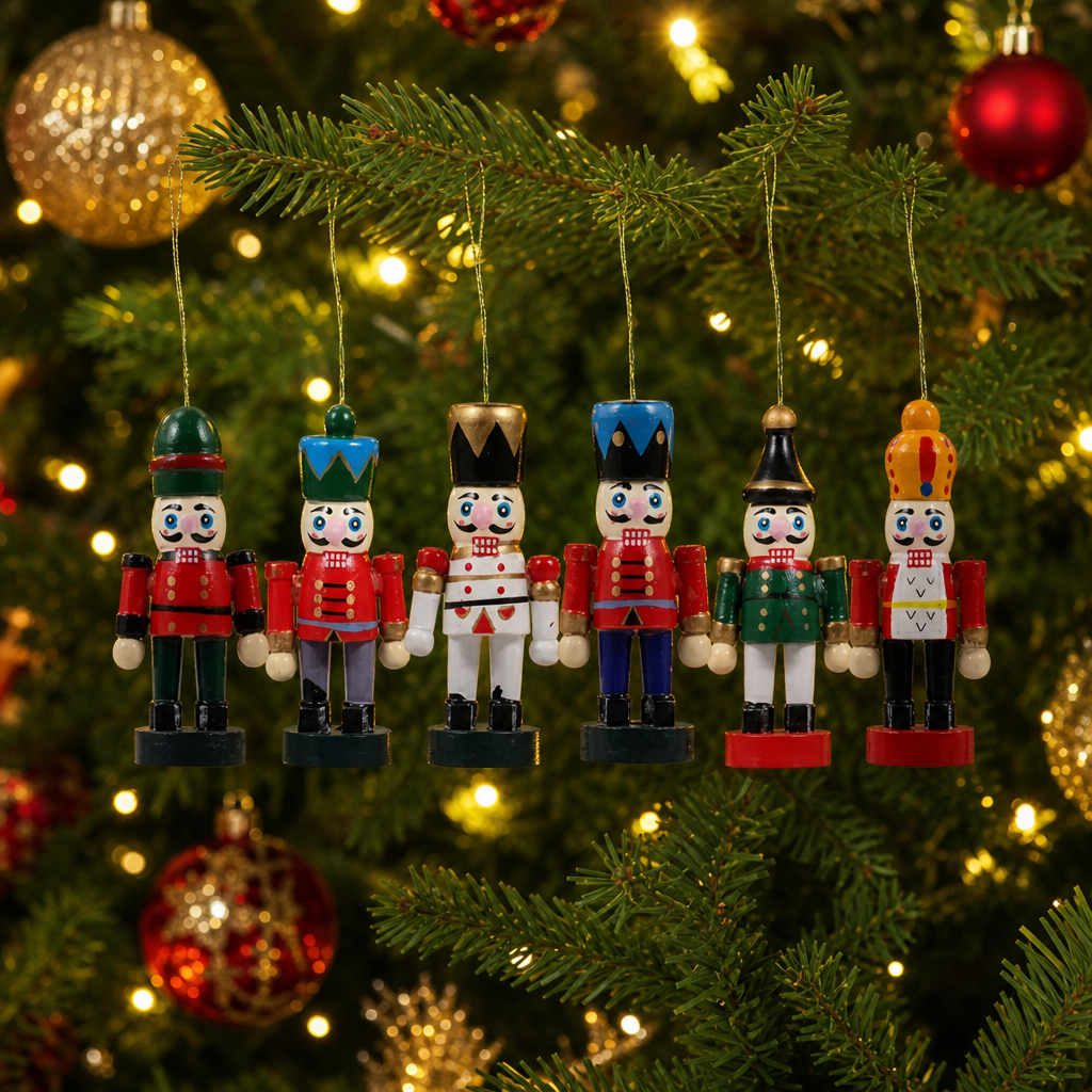 Enfeite De Pendurar Árvore De Natal - Conjunto Quebra Nozes - 7,5Cm Cada - 6 unidades - Rizzo