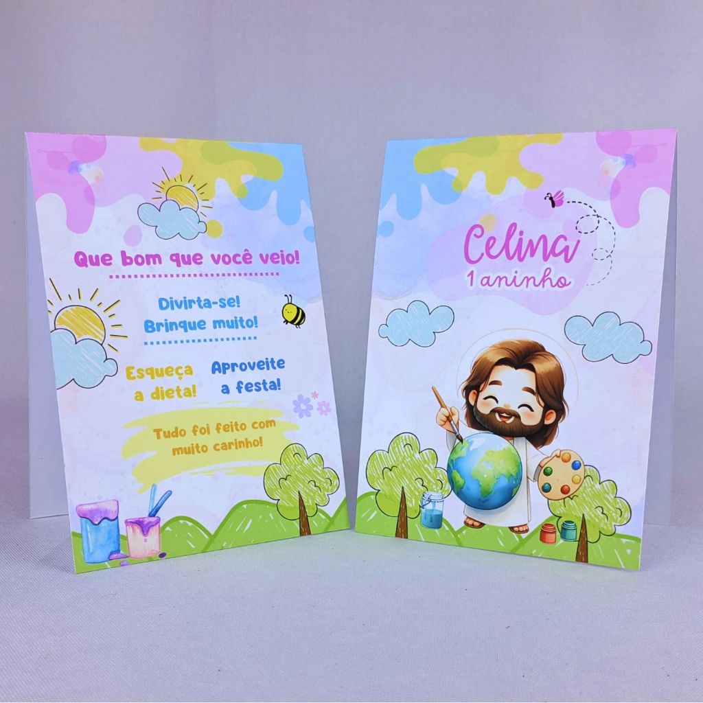 Kit 10 a 50 Plaquinha de Mesa Aniversário O Maior Pintor do Mundo Menina 2 Personalizada Com Nome Idade e Frase de Fundo