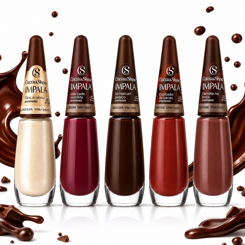 Kit 5 Esmalte Impala Coleção Cacau Show 5 cores - Lançamento