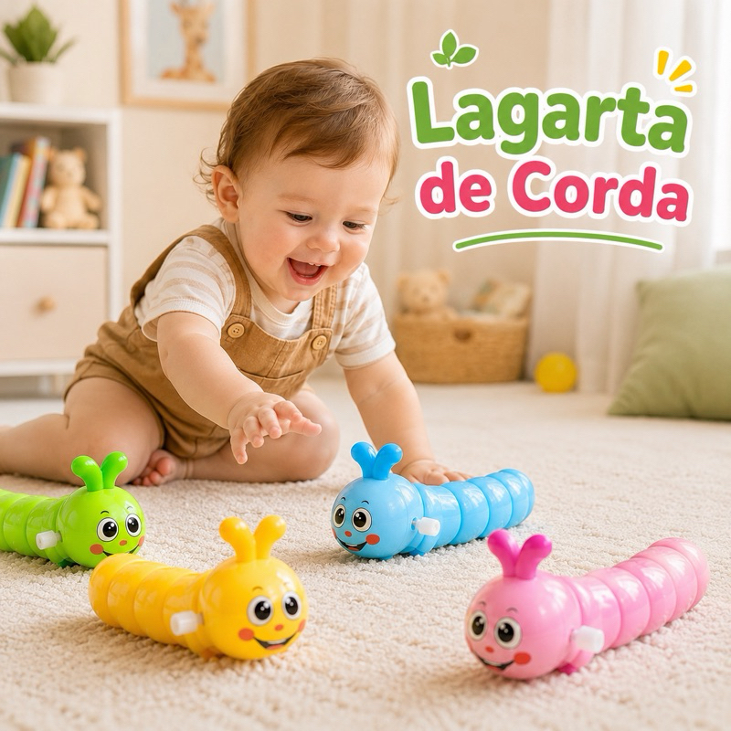 Brinquedo Minhoca Mini Lagarta de Corda Colorida para Bebê Infantil