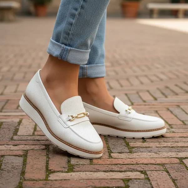Mocassim Loafer Off White EVA Leve Confortável Moderno Elegante Casual Feminino Trabalho Modare