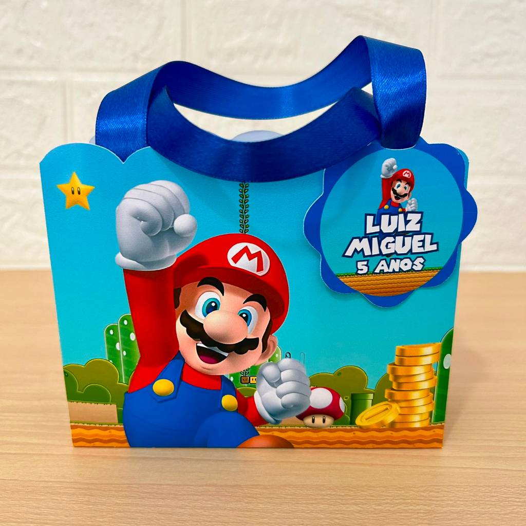 Sacolinha Ondas com Tag Personalizada Super Mario