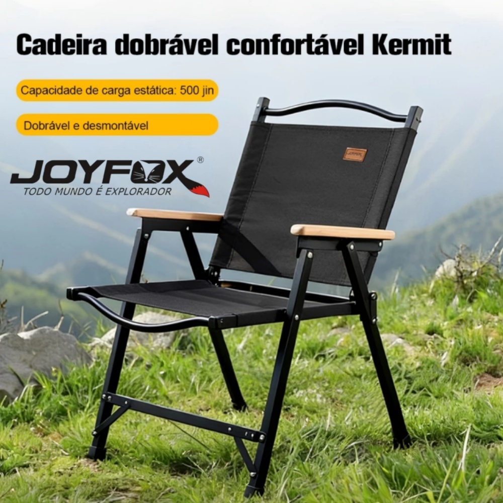 Cadeira Dobrável JOYFOX Reforçada Até 250kg Encosto Alto Oxford 600D Aço Carbono