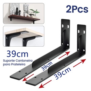 Kit 2 Mão Francesa 39cm Suporte Cantoneira para Prateleira de Madeira Industrial até 100kg